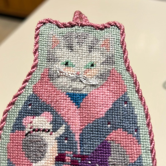 Finished!Cat lovers: Handmade heirloom petit point ornament! - Picture 3 of 6